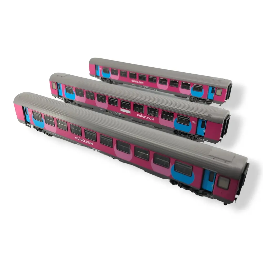 Set 3 Voitures Voyageurs Vtu "Ouigo" Ls Models 40994 - HO 1/87 - SNCF - EP VI - 2