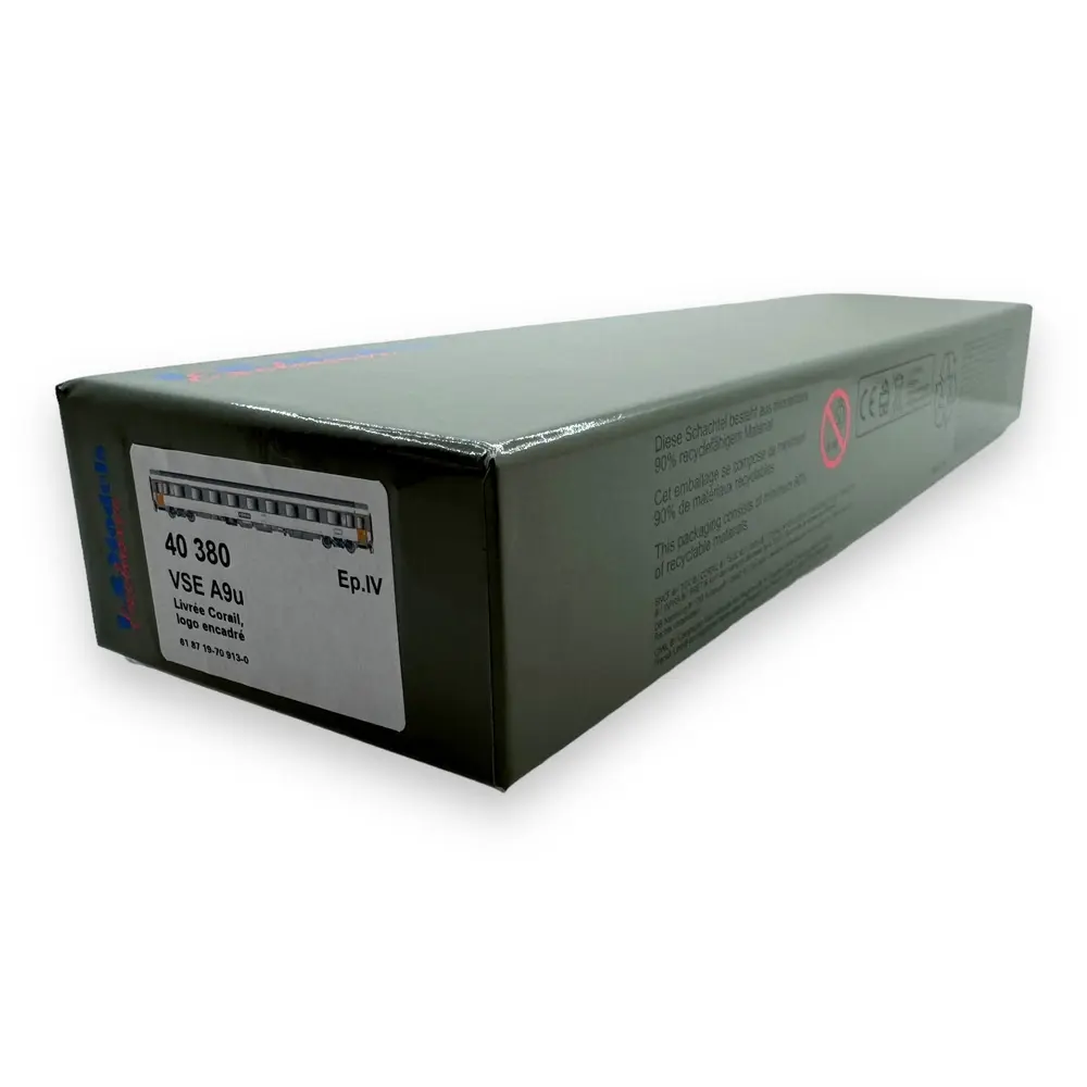 Voiture voyageurs VSE A9u, livrée corail, logo encadré - LS Models 40380 - HO 1/87 - SNCF - Ep IV - 2R - 4