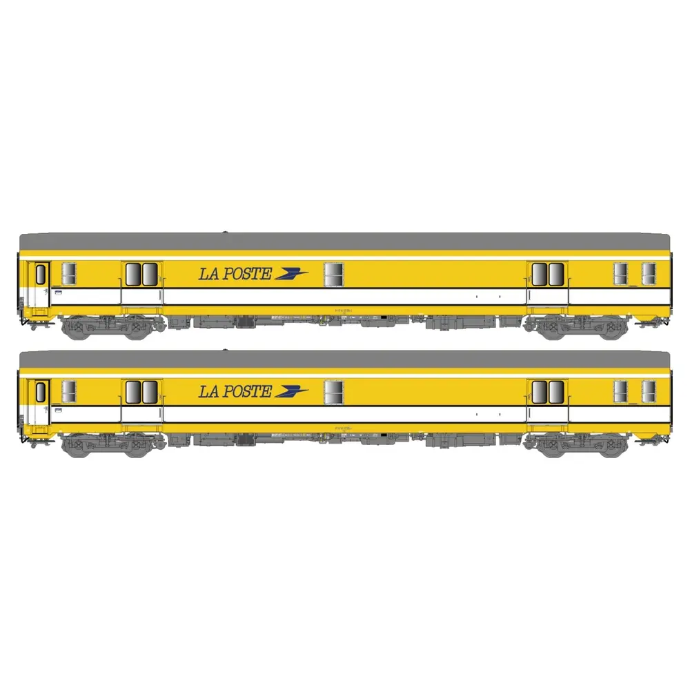 Set 2 voitures postales jaunes PA UIC - LSModels 40445 - SNCF - HO : 1/87 - EP IV - 2
