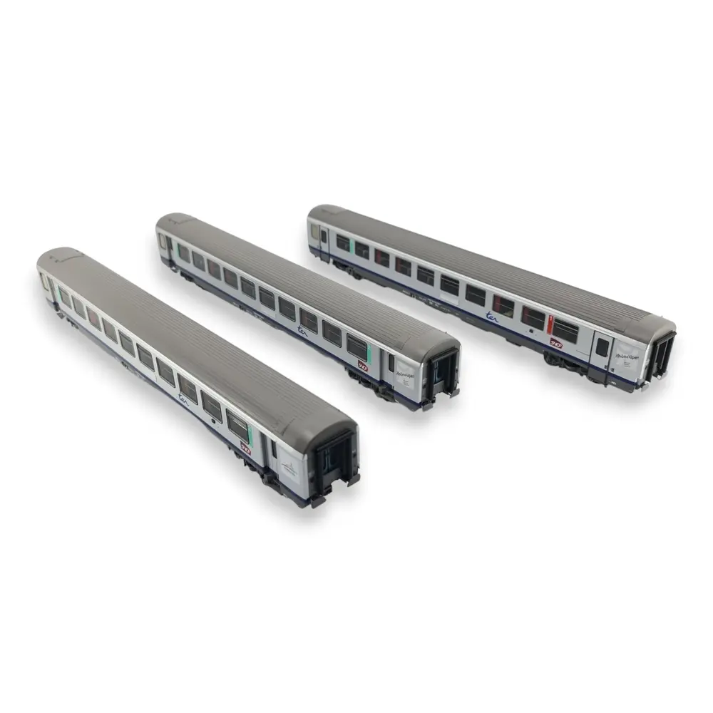 Set 3 Voitures VTU TER Rhône-Alpes - LS MODELS 41202 - HO 1/87 - SNCF - EP VI - 2