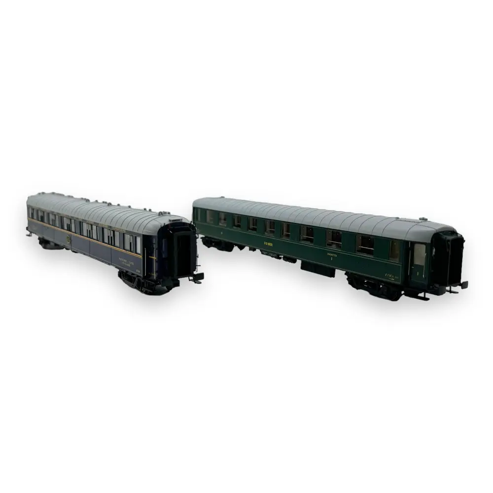 Coffret Voiture OCEM Couchette Verte + Voiture CIWL S2 - Bleue - LS MODELS 40902 - HO : 1/87 - EP. II  - 2