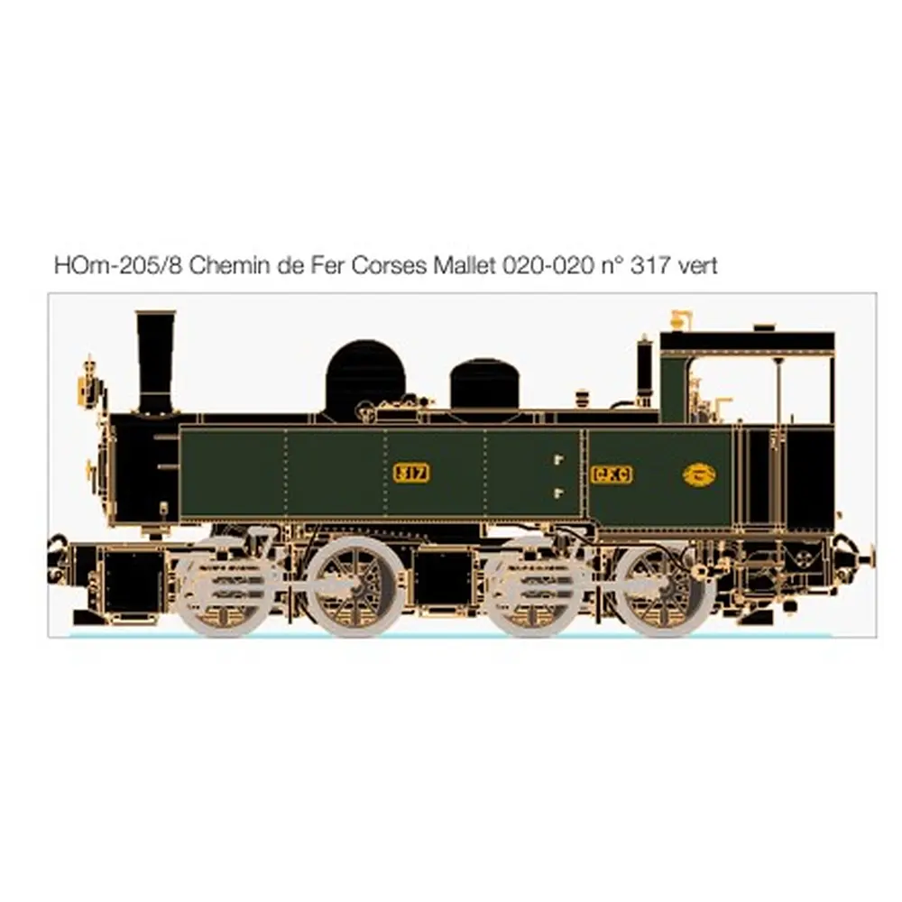Locomotive à vapeur Mallet 020-020 LEMATEC HOM205.8D - HOm 1/87 - CFC - 2