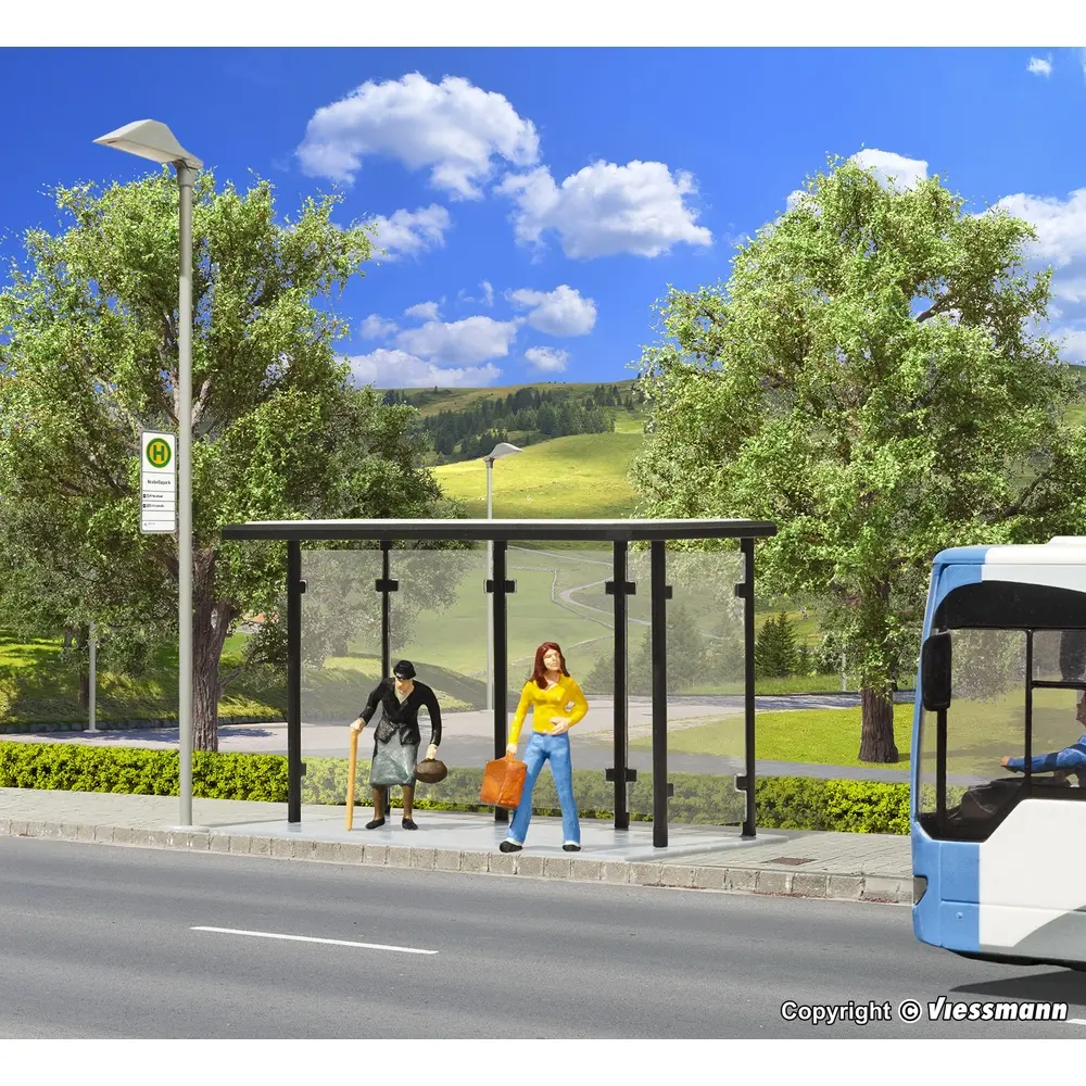 Arrêt de bus à toit plat - KIBRI 37125 - Échelle N 1/160 - 28 x 15 x 17 mm - 5
