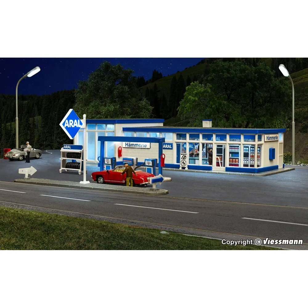 Station Service "Aral" & Station Lavage - Éclairage LED KIBRI 38544 - HO 1 : 87 - 4