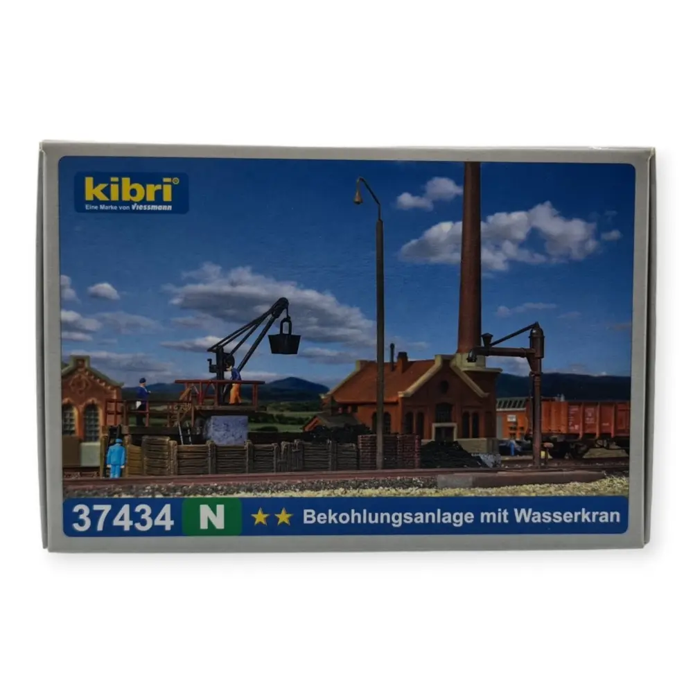 Installation ravitaillement de charbon avec grue à eau - Marron / noir - KIBRI 37434 - Échelle N 1/160ème - 120 x 40 x 79 mm - 4