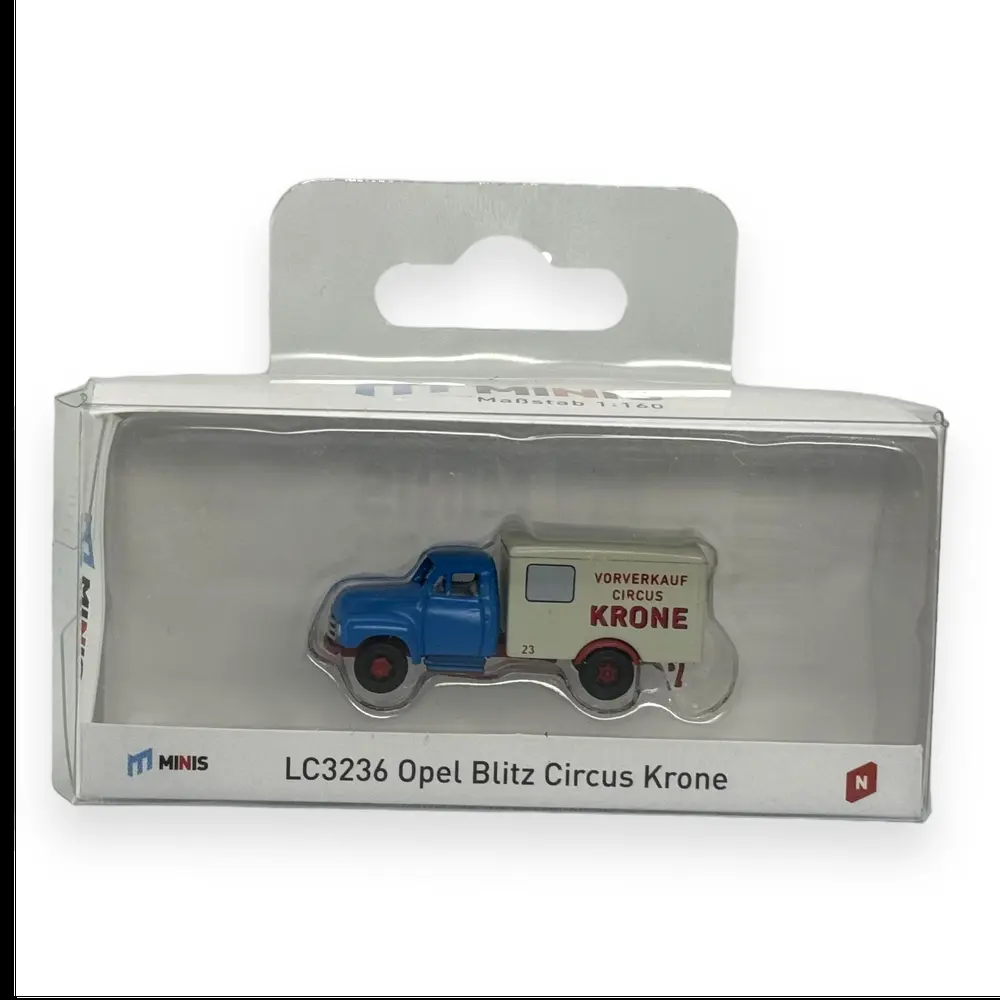 Camionnette - LEMKE 3236 - Opel Blitz Circus Krone - Échelle N 1/160 - EP II / III - Bleu / blanc - 3