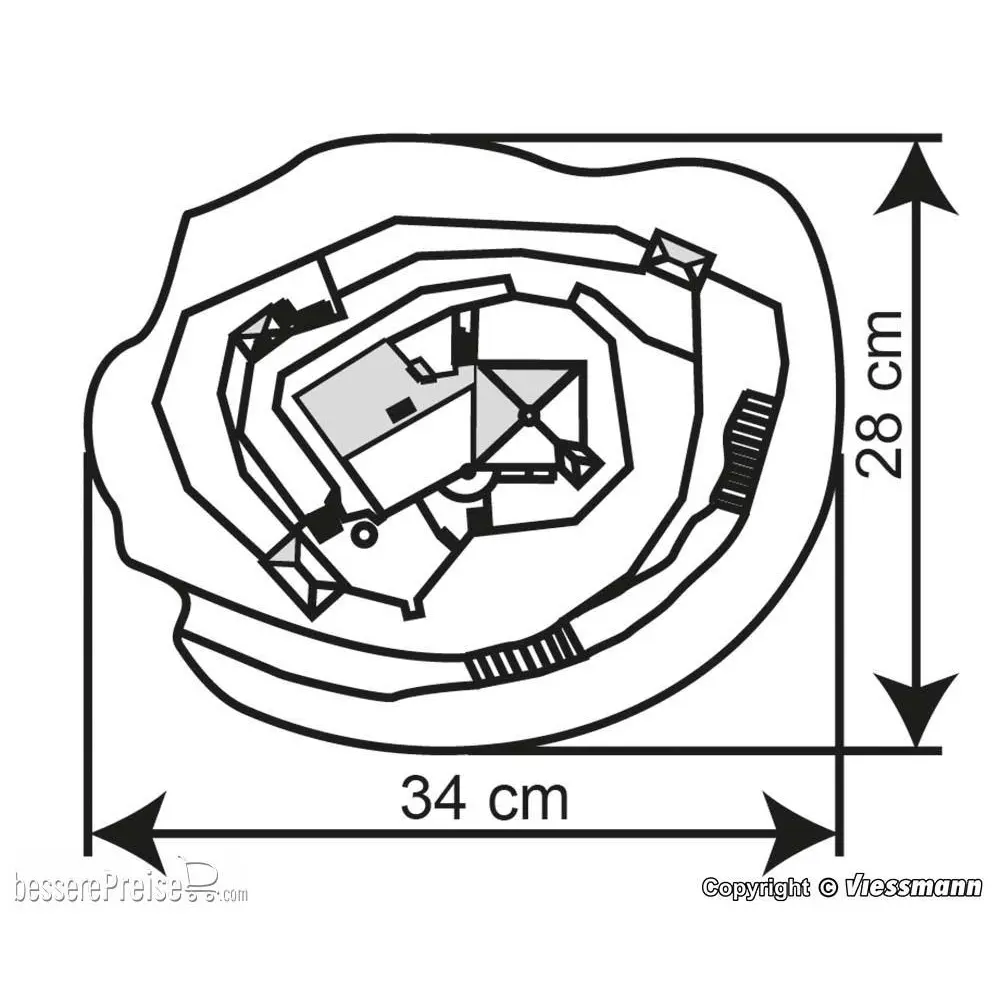 Château fort avec socle rocheux KIBRI 37304 -  N 1/160 - 340 x 280 x 230 mm - 2