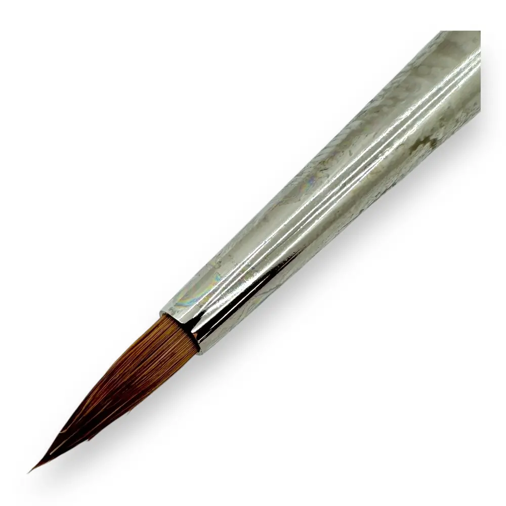 Pinceau N°04 de retouche pour aquarelle en poil de martre Kolinsky, virole argenté, manche court - Kolibri 0087/04 - 3