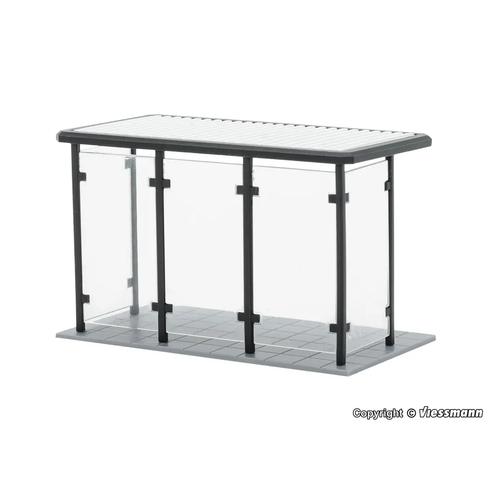 Arrêt de bus à toit plat et sol pavé  KIBRI 38179 - HO 1/87 - 2