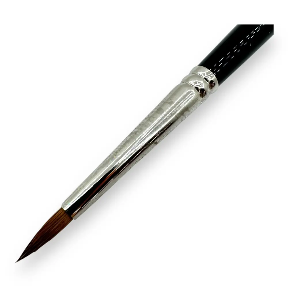 Pinceau N°04 de retouche pour aquarelle en poil de martre Kolinsky, virole argenté, manche court - Kolibri 0087/04 - 2