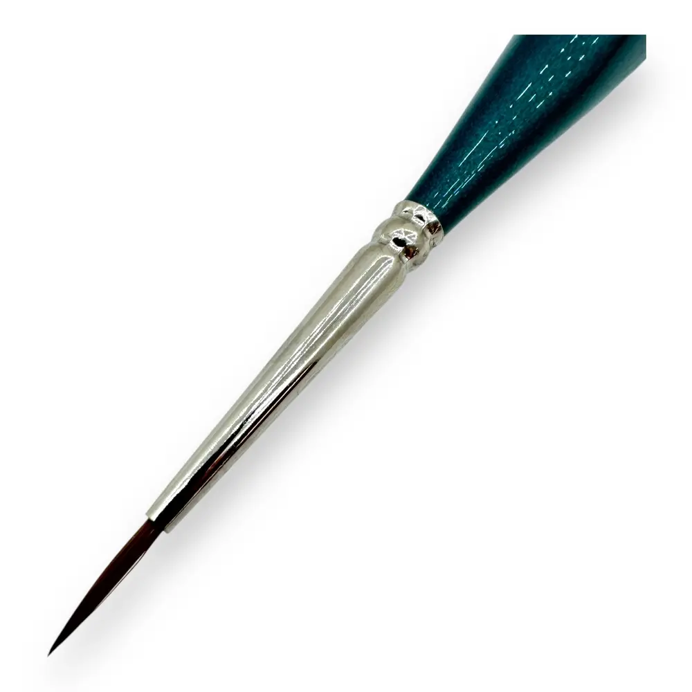 Pinceau N°01 en poil synthétique de martre Kolinsky, manche en métal bleu - Kolibri 0555/01 - 2