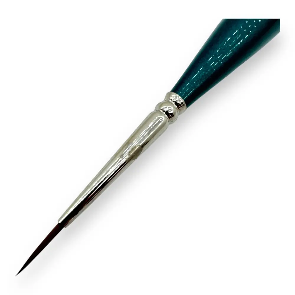 Pinceau N°0 en poil synthétique de martre Kolinsky, manche en métal bleu - Kolibri 0555/0 - 2