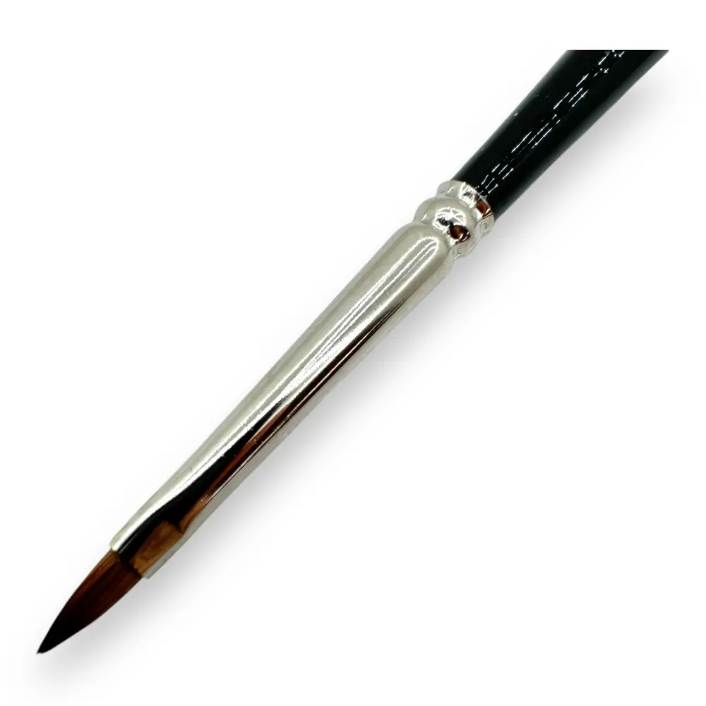 Pinceau plat N°02 en poil de martre kolinsky, virole en argent, manche court - Kolibri 1788/02 - 2