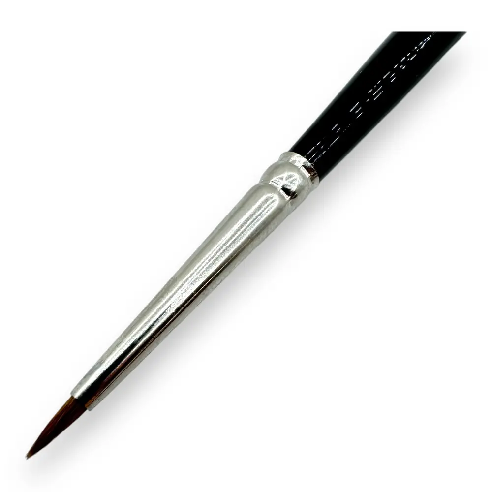 Pinceau N°02 de retouche pour aquarelle, en poil de martre Kolinsky, virole argenté, manche court - Kolibri 0087/02 - 2