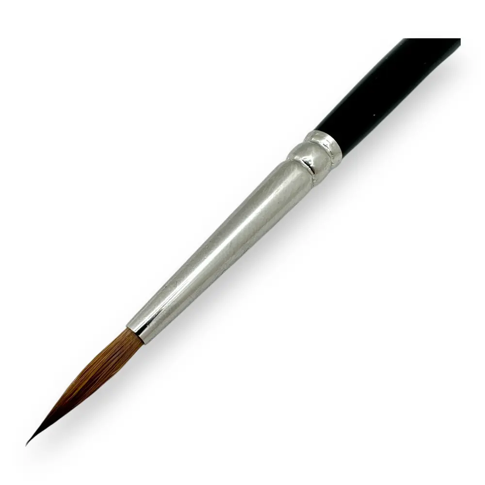 Pinceaux N°04 pour aquarelle en poil de martre rouge, virole argentée, manche court - Kolibri 0088/04 - 2