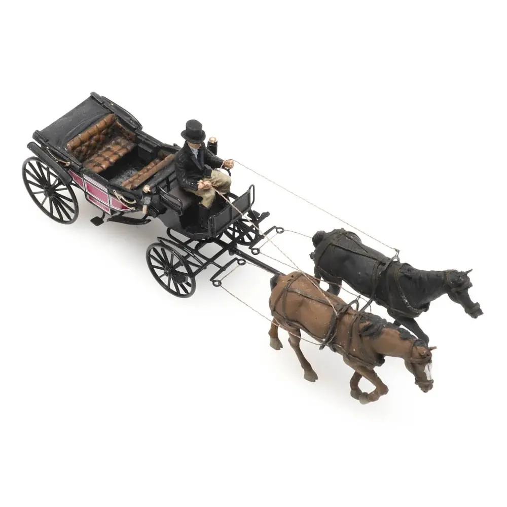 Voiture Landau ouverte avec cheval et cocher - Artitec AR387.423 - HO 1/87 - 4