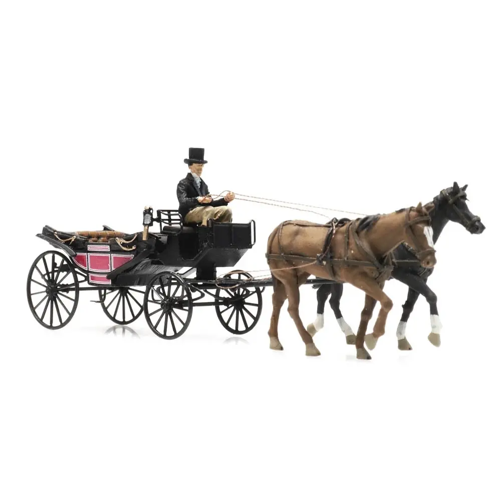 Voiture Landau ouverte avec cheval et cocher - Artitec AR387.423 - HO 1/87 - 2