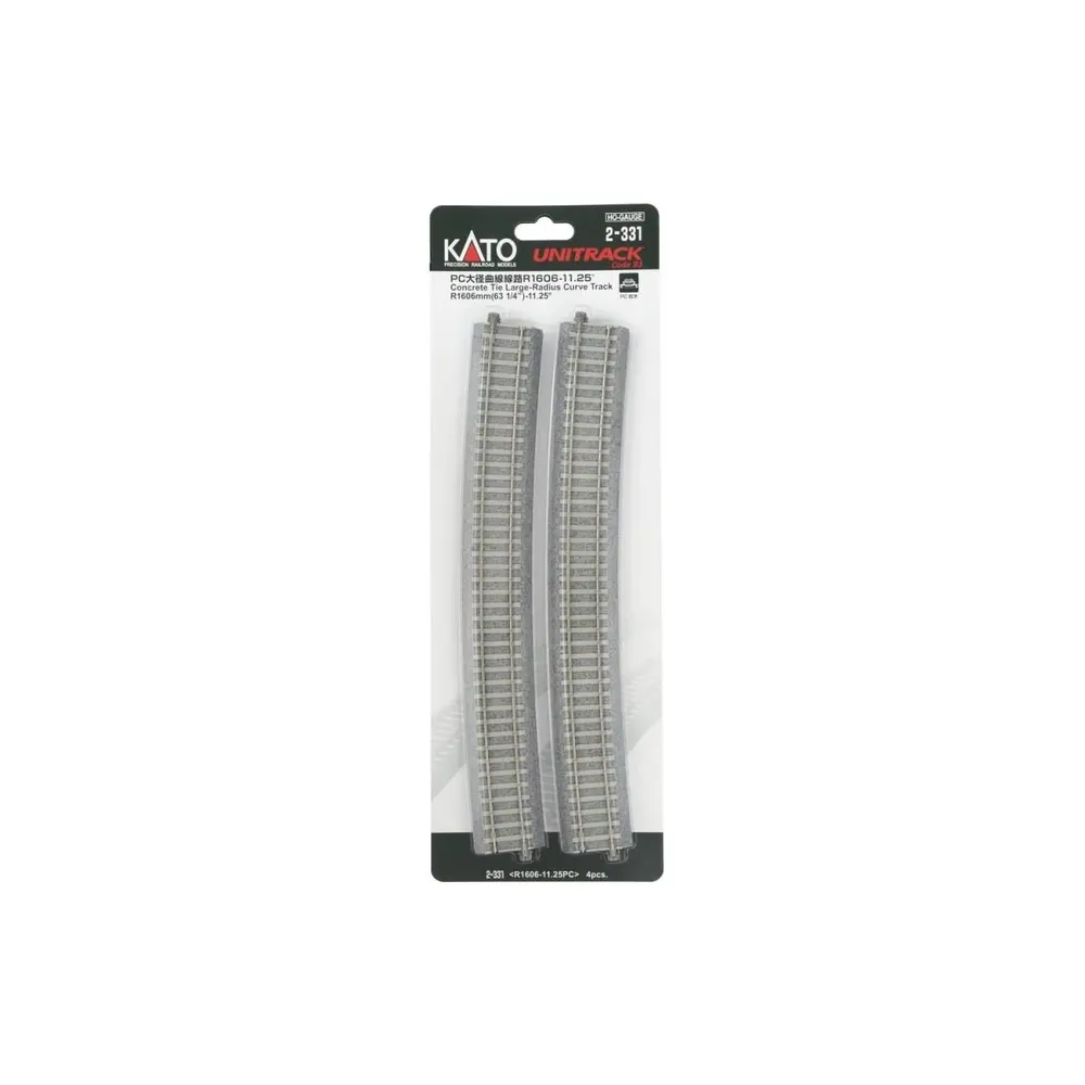 4 rails courbes traverses en béton Unitrack (R1606-11.25) - Kato 2-331 - HO 1/87 - 4