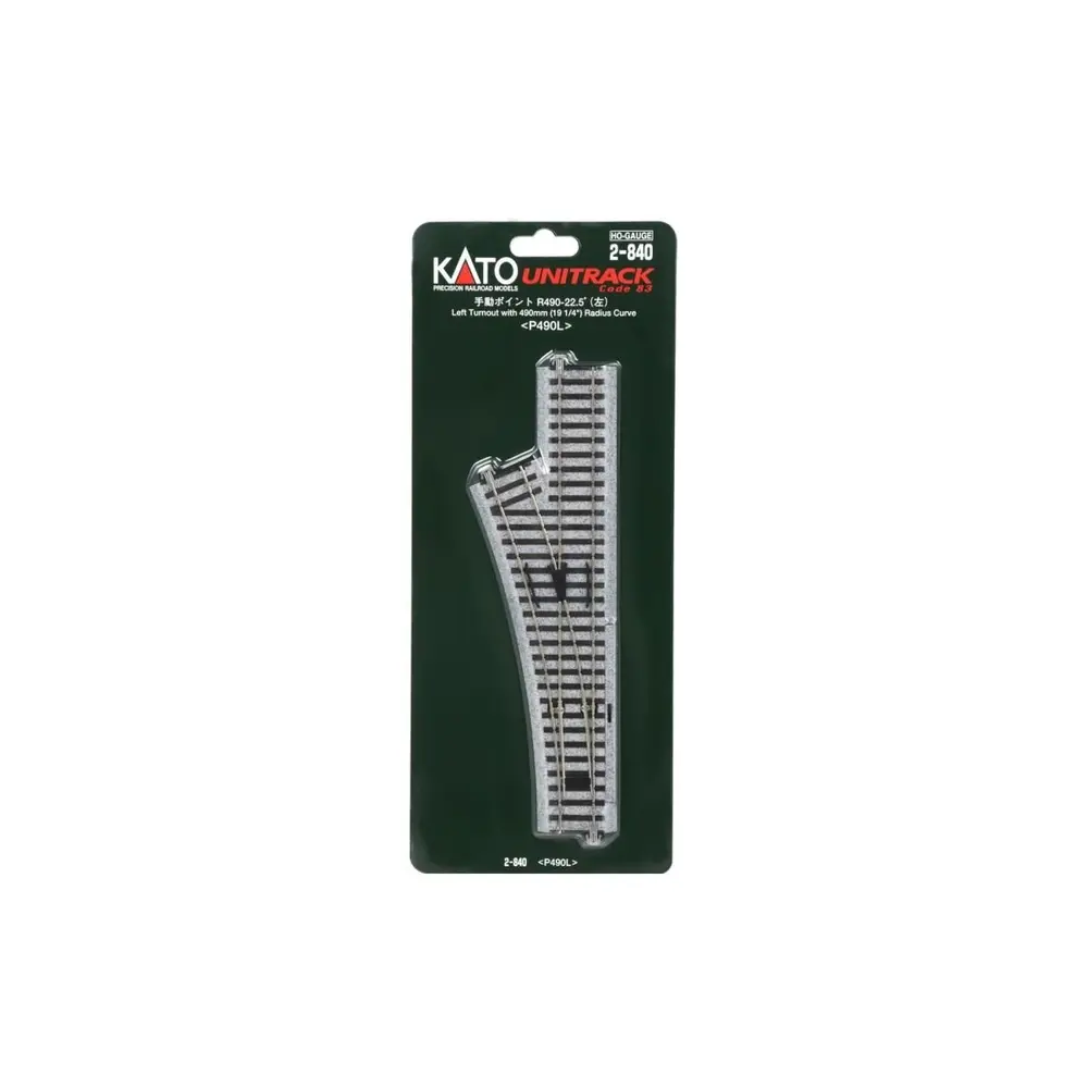 Aiguillage à gauche Unitrack (HP490L) - Kato 2-840 - HO 1/87 - 3
