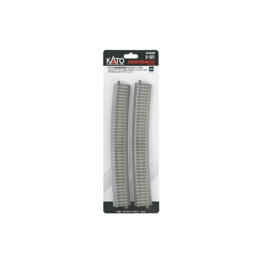 4 rails courbes traverses en béton Unitrack (R1546-11.25) - Kato 2-321 - HO 1/87 - 4