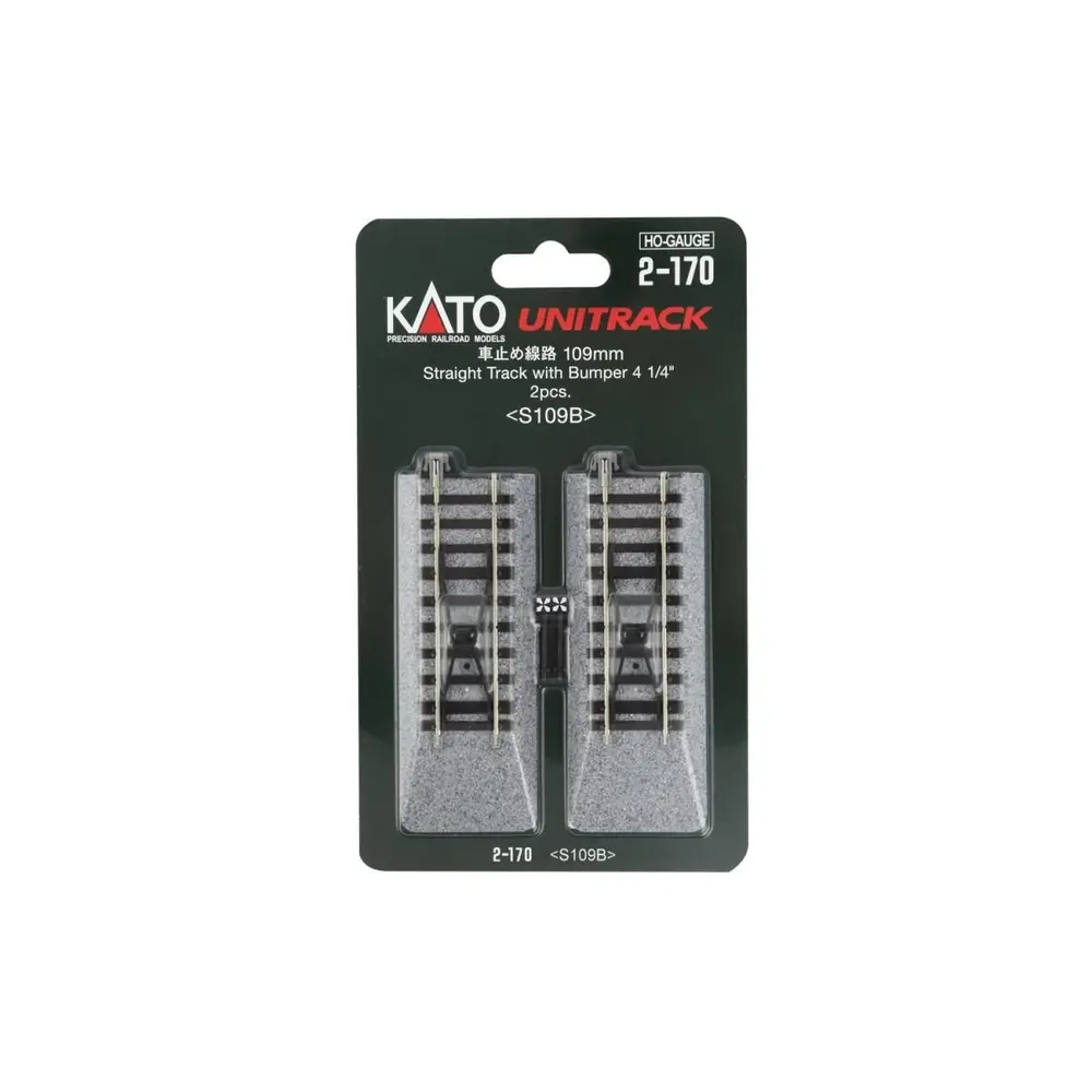 2 rails droits Unitrack (S109B) avec butée tampon - Kato 2-170 - HO 1/87 - 4