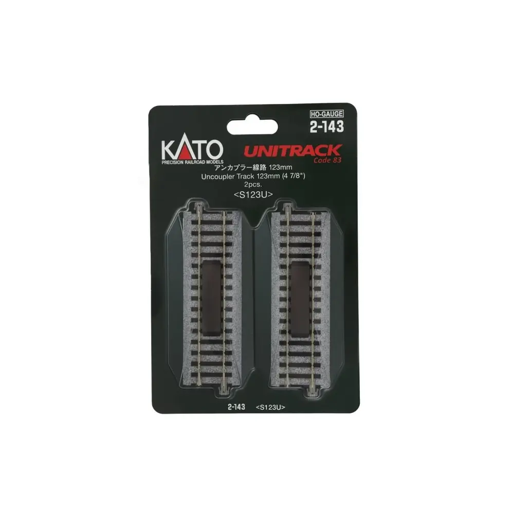 2 rails de dételage droit Unitrack (S123U) 123mm - Kato 2-143 - HO 1/87 - 4