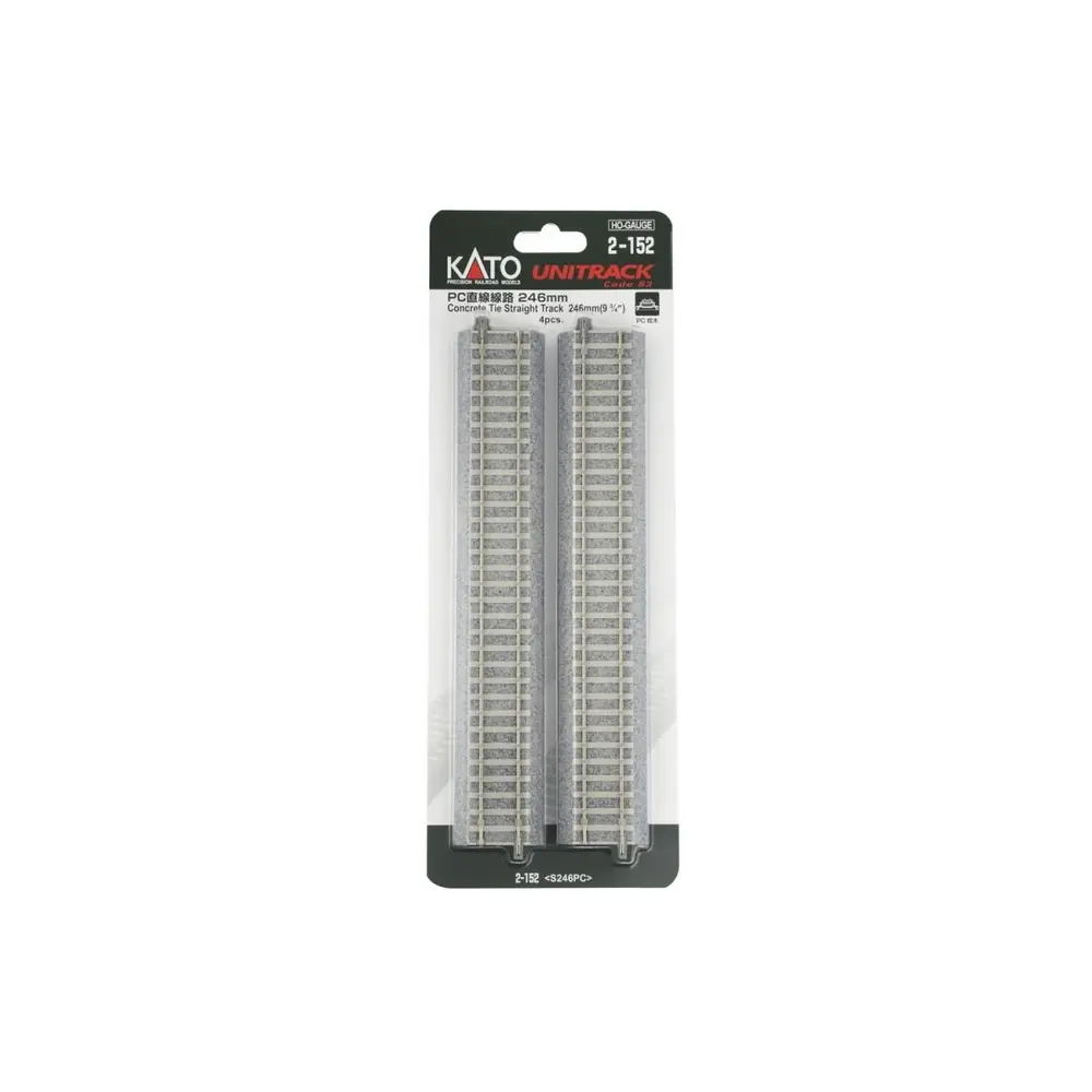 4 rails droits Unitrack (S246PC) CS 246mm - Kato 2-152 - HO 1/87 - 4