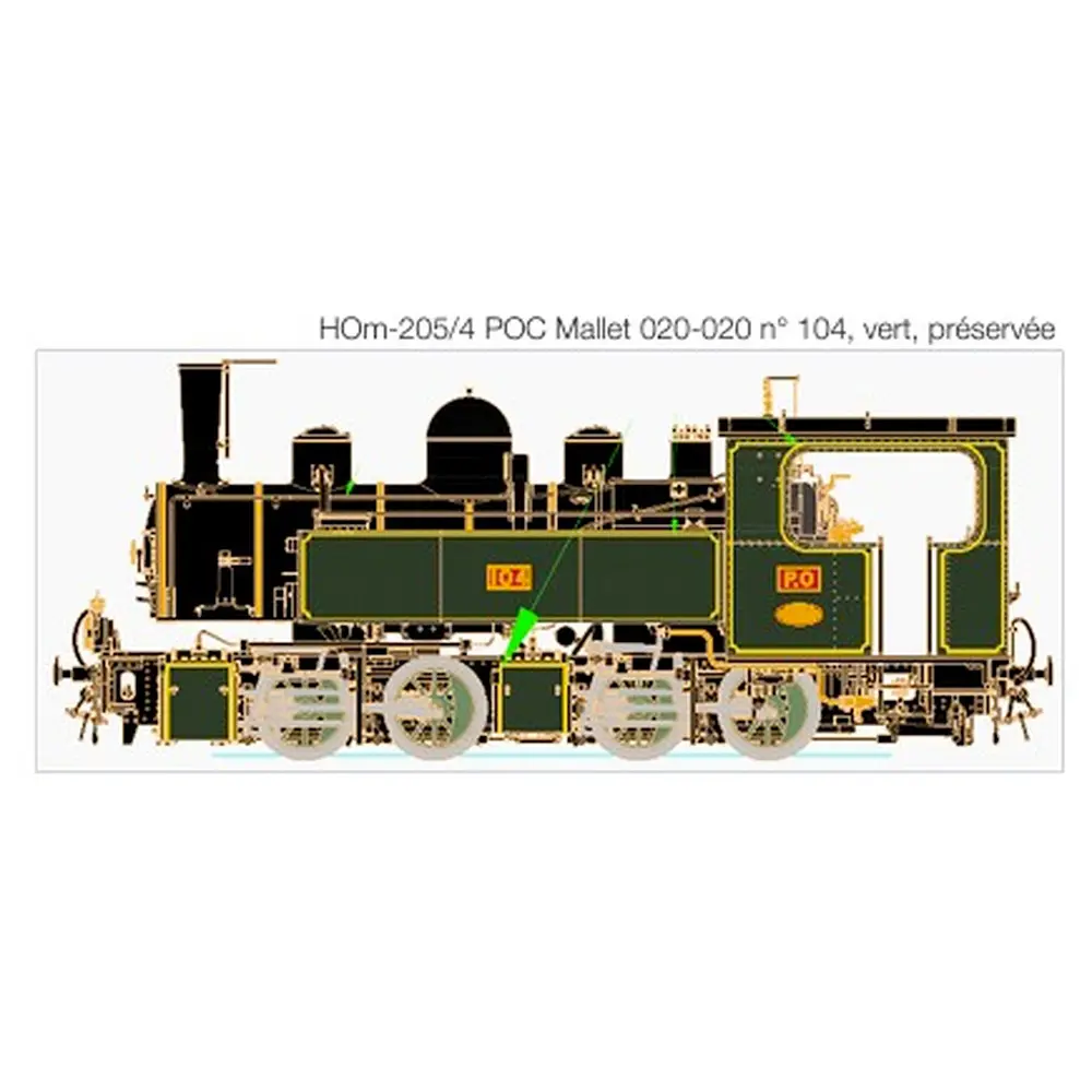 Locomotive à vapeur Mallet 020-020 LEMATEC HOM205.4S - HOm 1/87 - POC/SNCF - 2