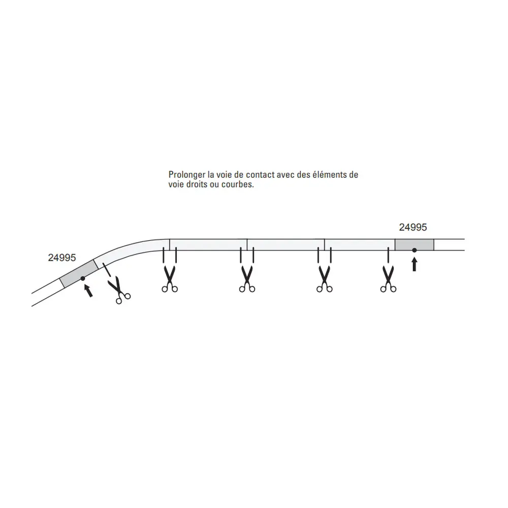 Set de 2 Rails droit de contact Marklin 24995 - 94,2 mm - HO : 1/87 - Code 83 - Voie C - 4