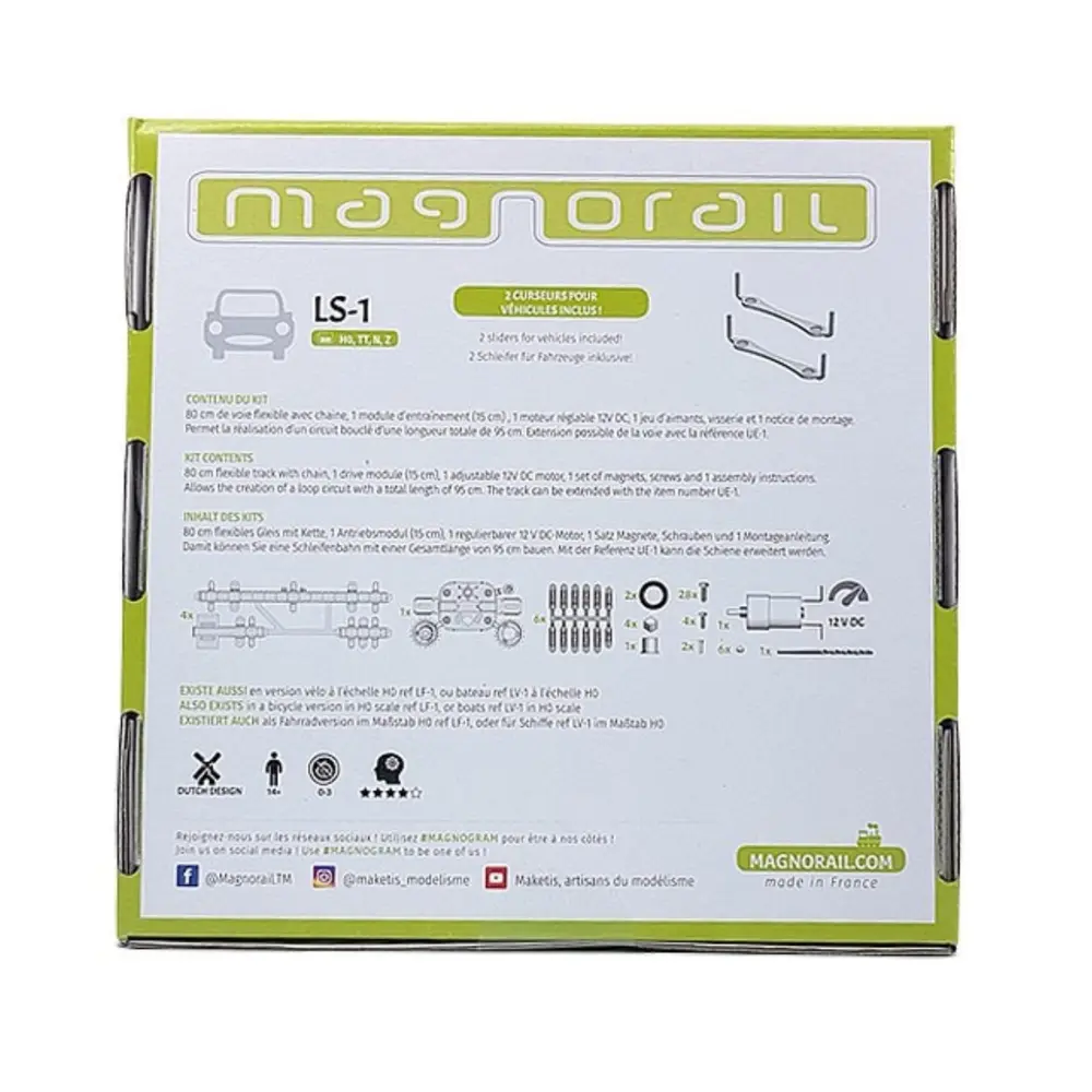 Set de démarrage Magnorail LS-1 - HO 1/87 & OO 1/76 - 2 curseurs pour véhicules - 3
