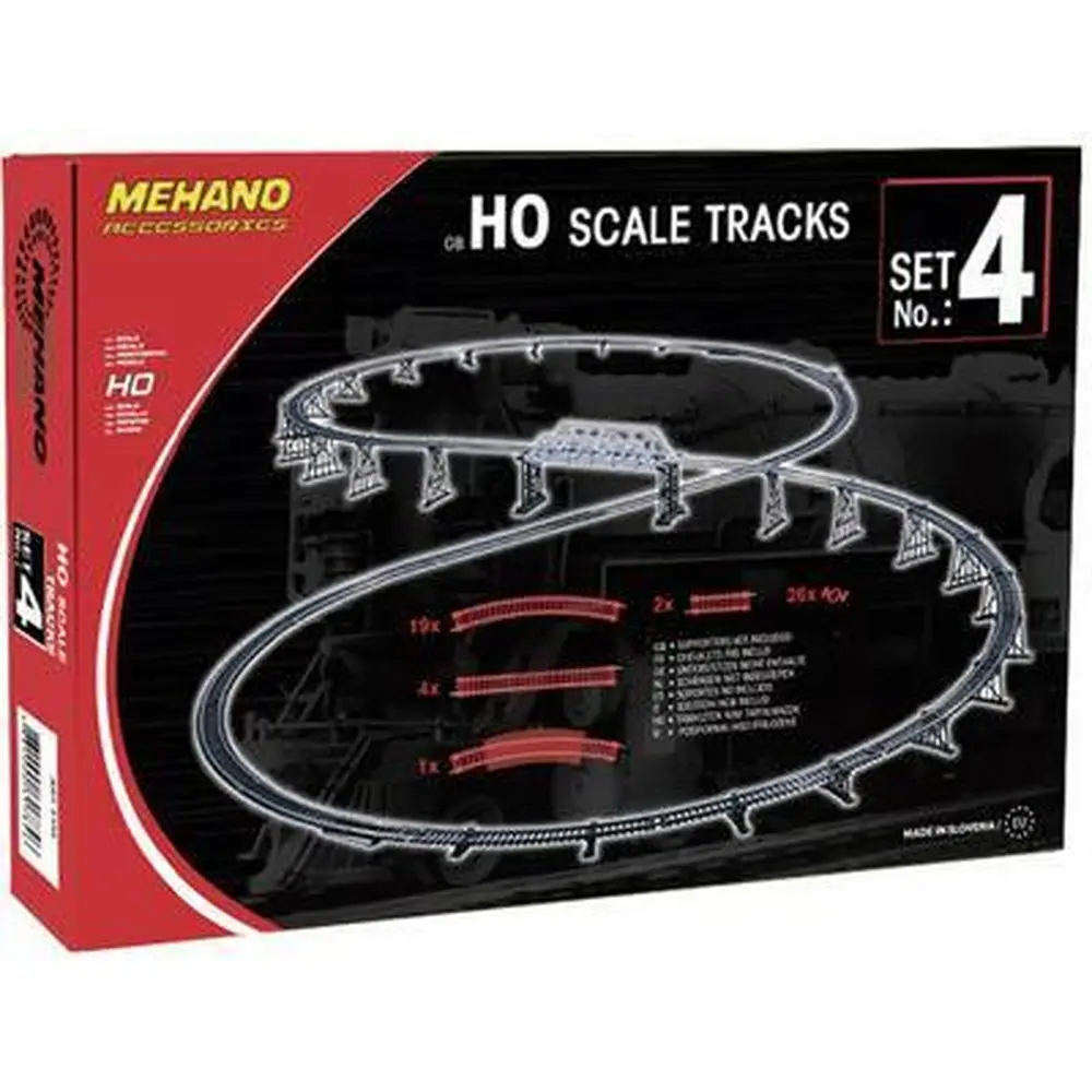 Coffret de rails droits & courbes N°4 - Mehano F104 - HO 1/87 - Code 100 - 2R - 3