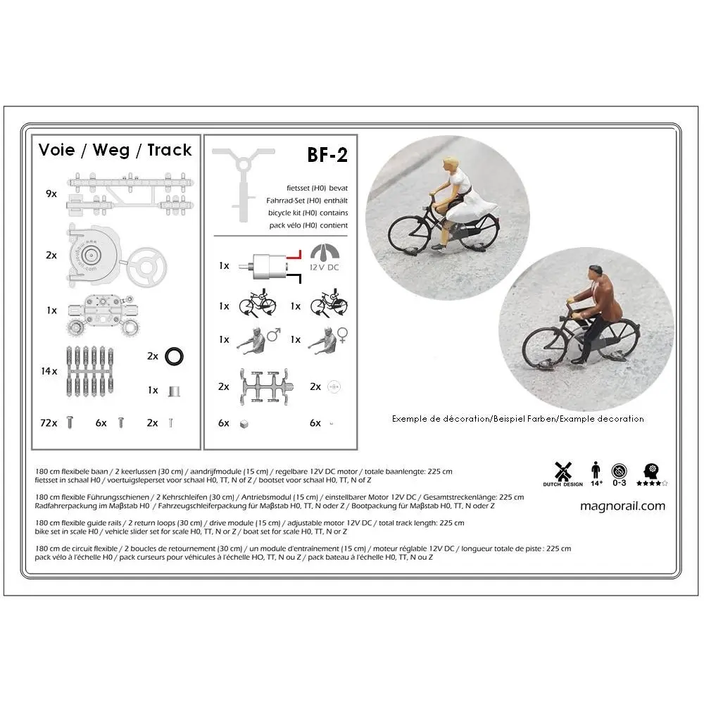 Coffret Expert Magnorail BF-2 - HO 1/87ème - avec 2 cyclistes - 7