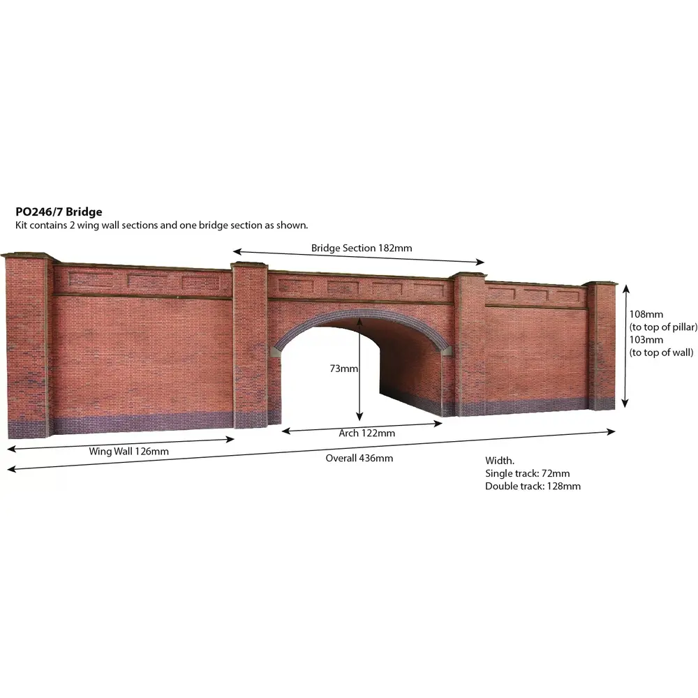 Pont ferroviaire en briques rouges - Metcalfe PO246 - OO/HO - 2