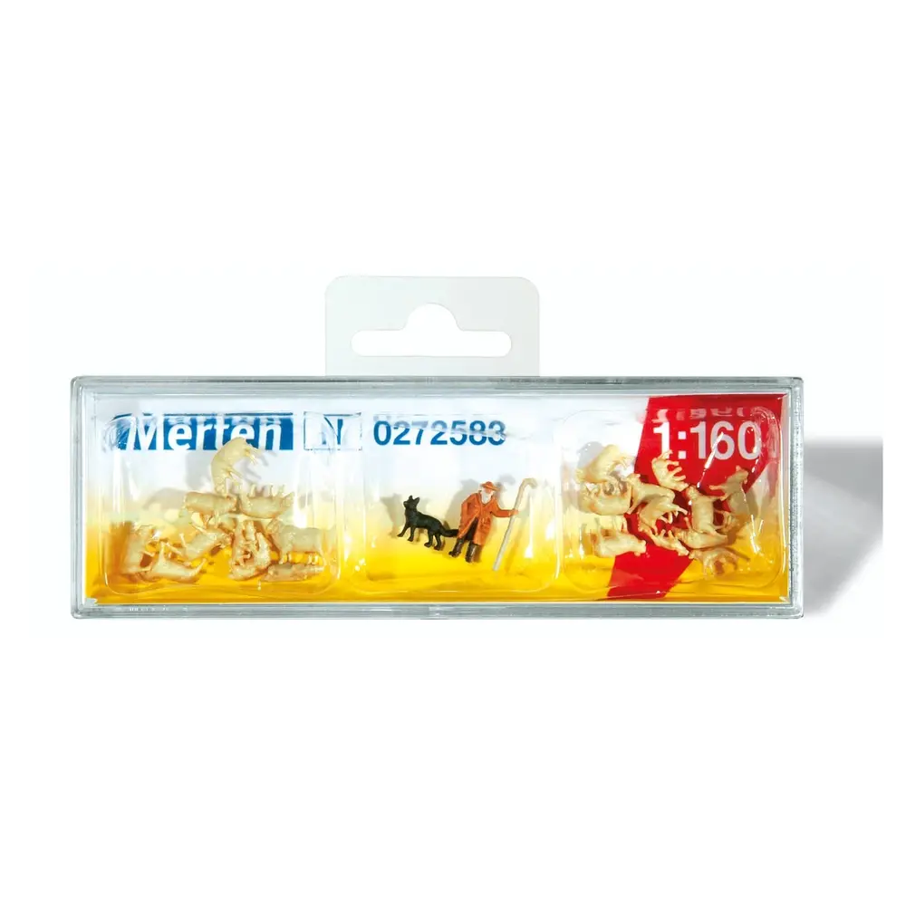 Berger avec son chien et son troupeau de moutons Merten 0212583 - HO 1/87 - 2