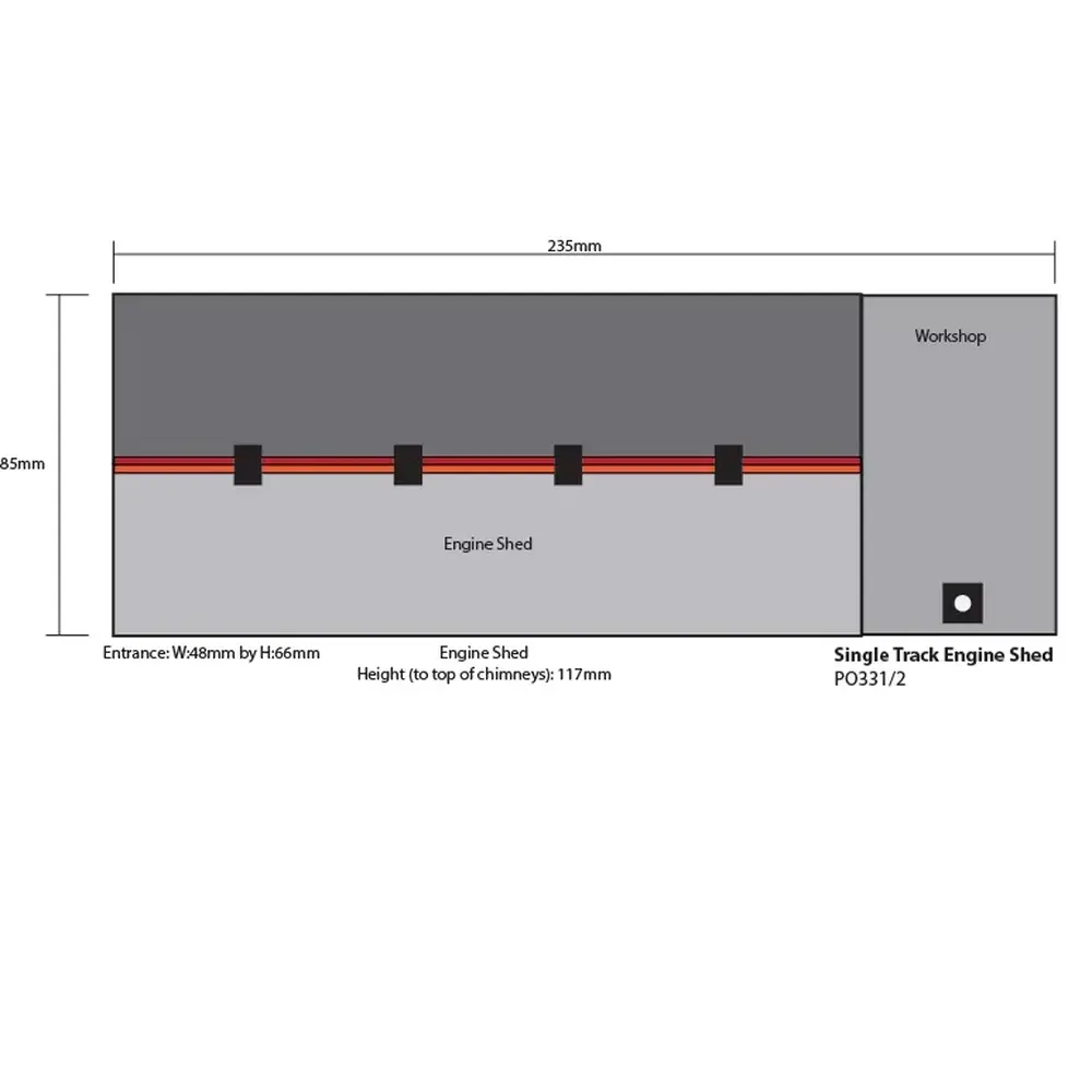 Hangar à locomotives à voie unique en briques rouges - Metcalfe PO331 - OO/HO - 2