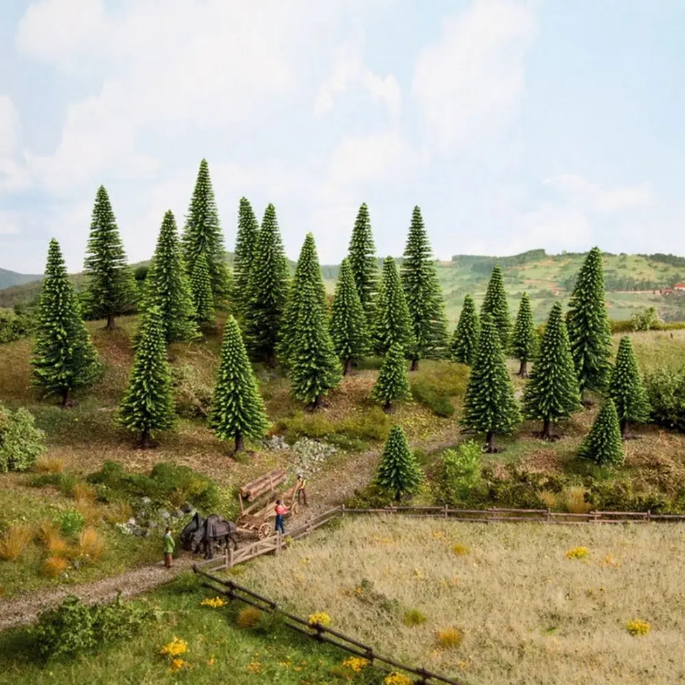 Pack de 25 sapins Noch 32825 - N 1/160 - Z 1/220 - Hauteur 35 à 90 mm - 4