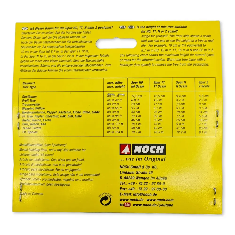 Pack de 3 peupliers Noch 25525 - N1/160 - Z 1/220 - Hauteur 55 mm - 3