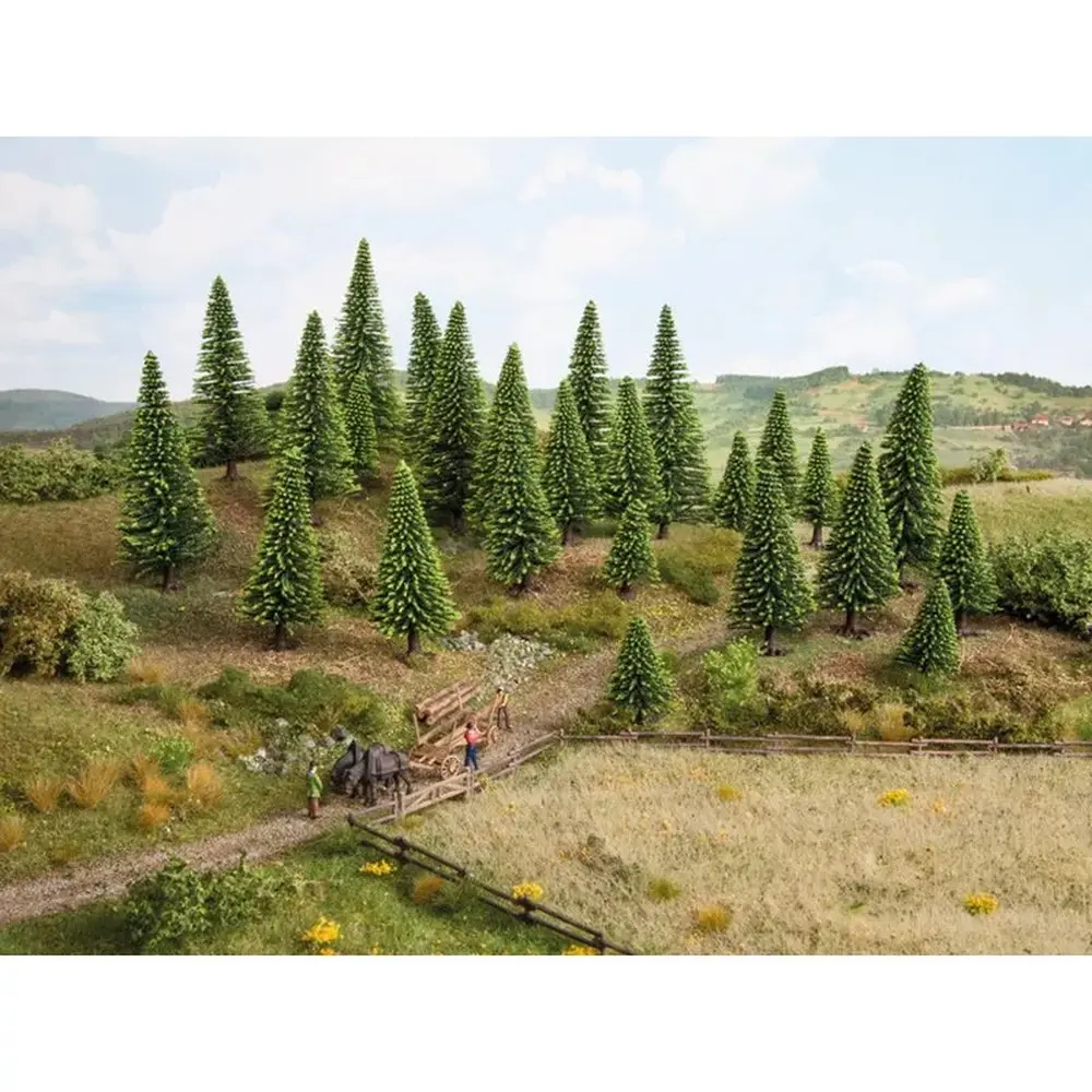 Pack de 25 sapins miniatures Noch 32820 - N / Z - 35 à 90 mm - 4