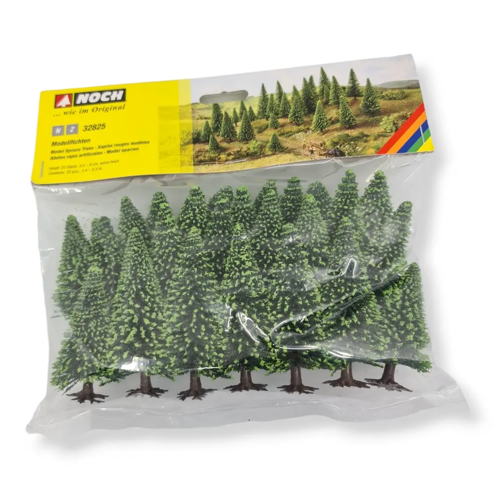 Pack de 25 sapins Noch 32825 - N 1/160 - Z 1/220 - Hauteur 35 à 90 mm - 2