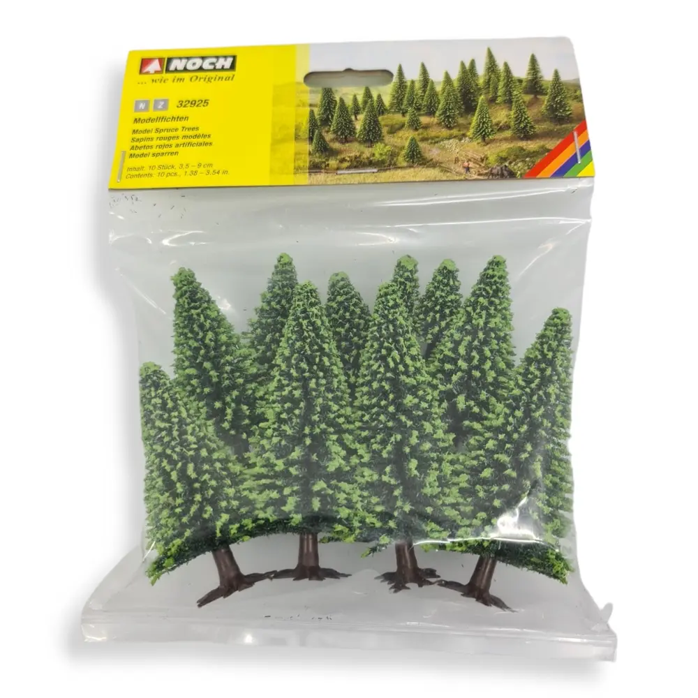 Pack de 10 sapins "Rouge" Noch 32925 - N 1/160 - Z 1/220 - Hauteur 35 à 90 mm - 3