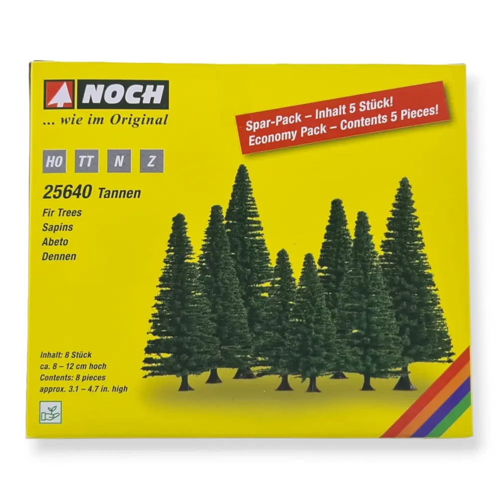 Pack de 8 sapins Noch 25640 - HO | TT | N | Z - hauteur 80-120 mm - 3