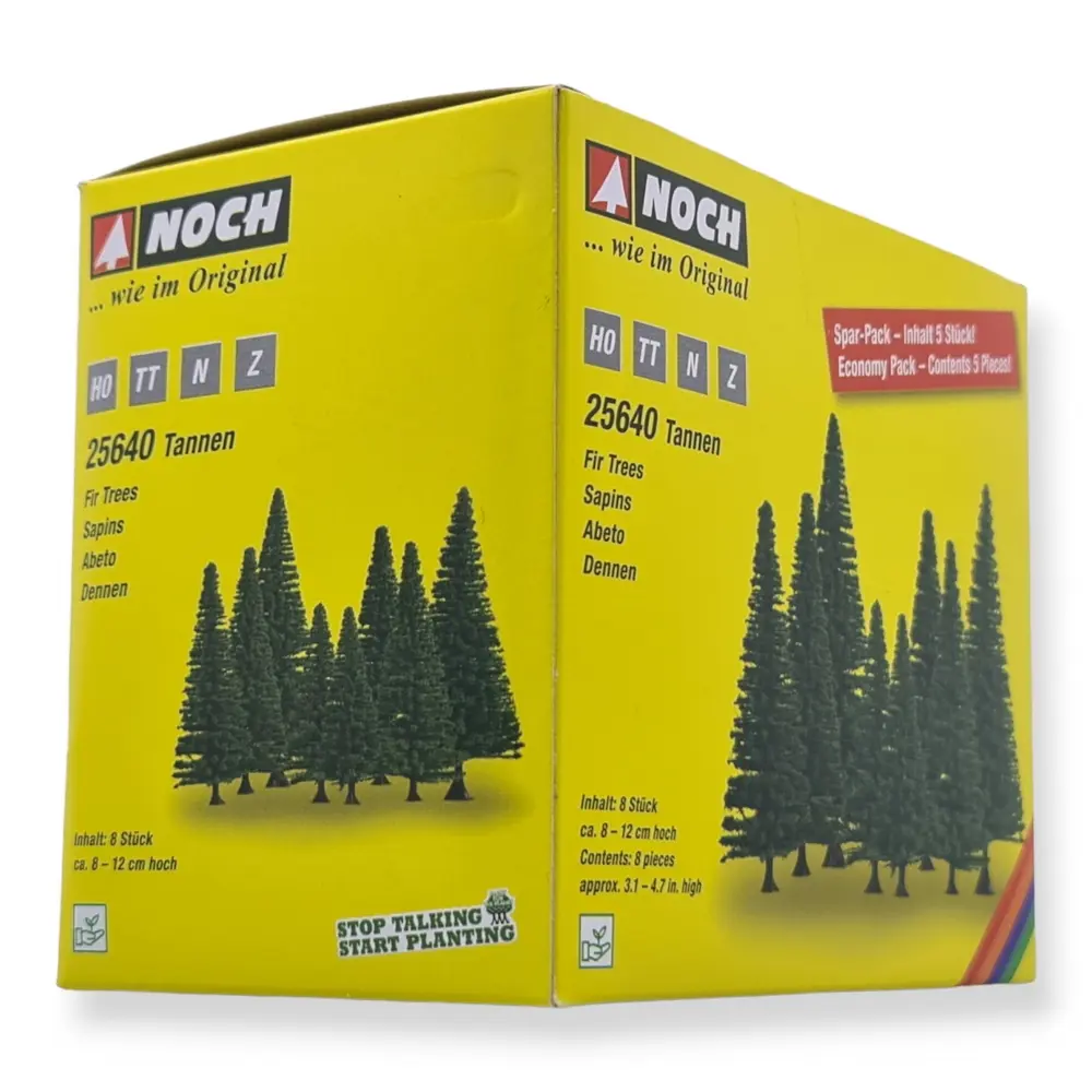 Pack de 8 sapins Noch 25640 - HO | TT | N | Z - hauteur 80-120 mm - 2