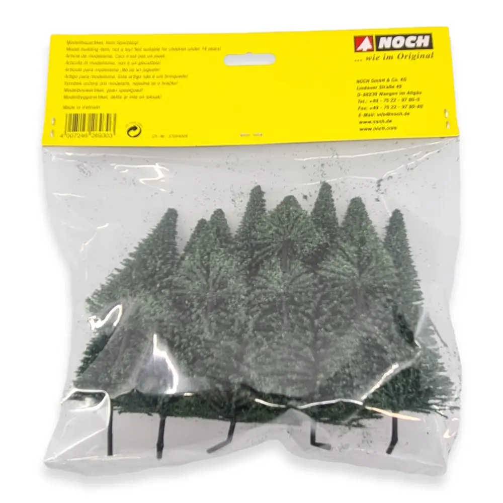 Pack de 10 sapins miniatures Noch 26930 - HO / TT - 50 à 140 mm - 5