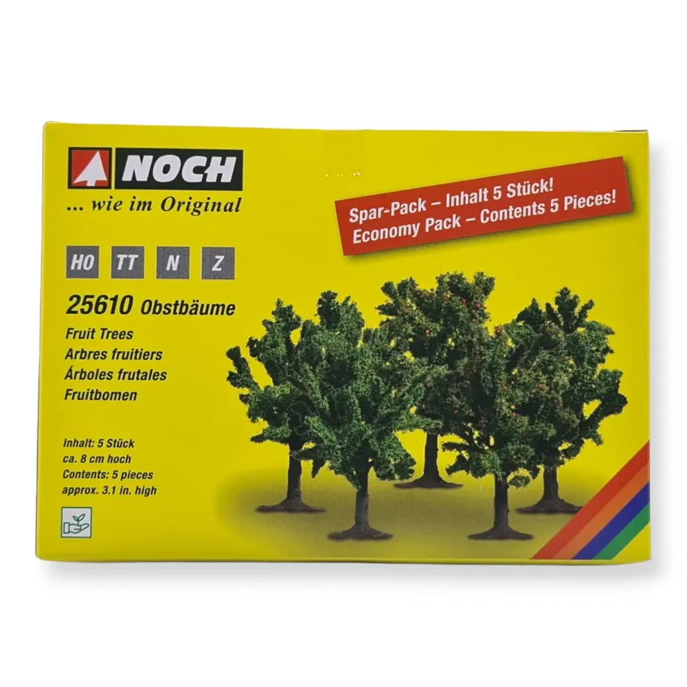 Pack de 5 arbres fruitiers Noch 25610 - HO | TT | N | Z - hauteur 80 mm - 3