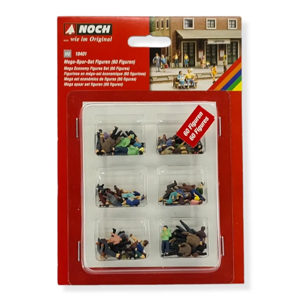 MEGA SET 60 figurines "passants et assis" NOCH 18401- HO 1/87 - 2