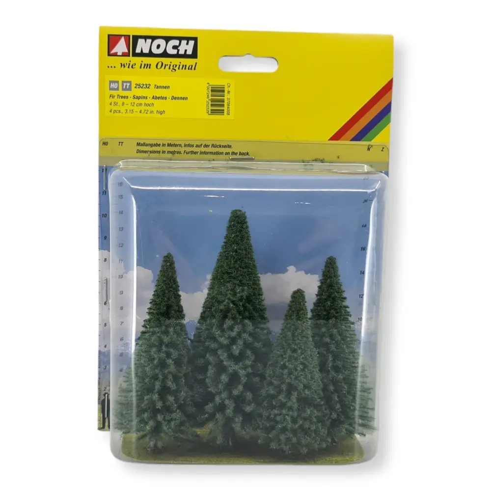 Pack de 4 sapins Noch 25532 - HO et TT - Hauteur 80 à 120 mm - 2