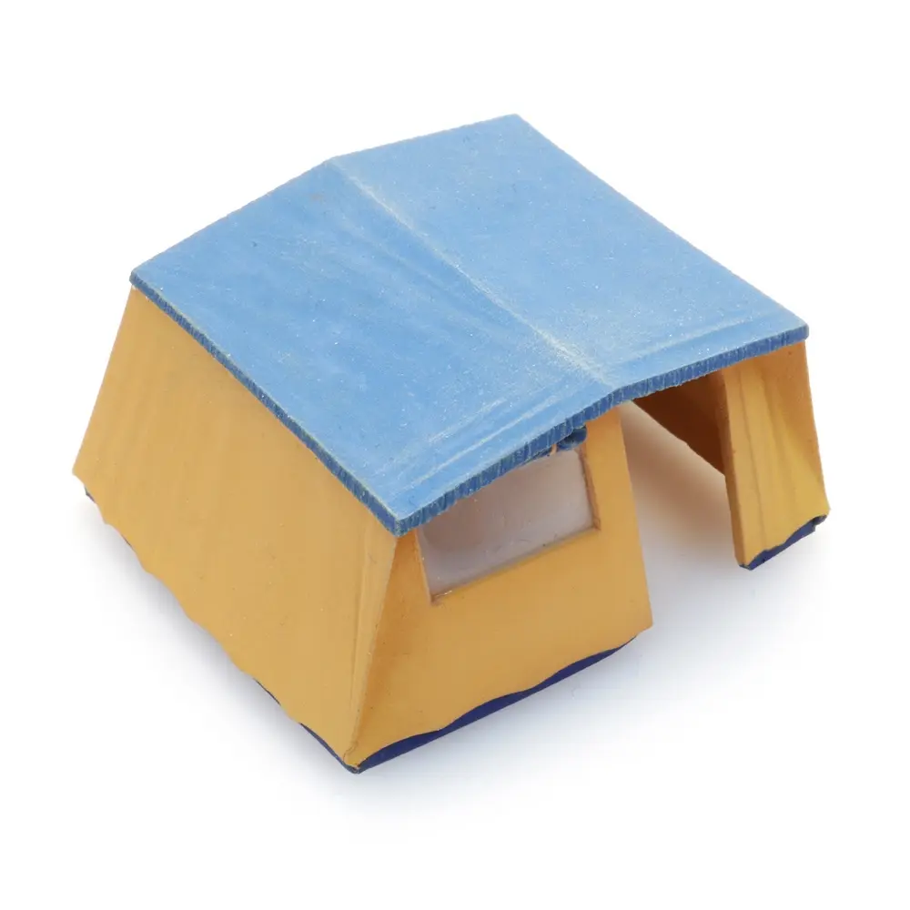 Une tente bungalow en toile beige et bleu - Artitec 387.566 - HO 1/87   - 2