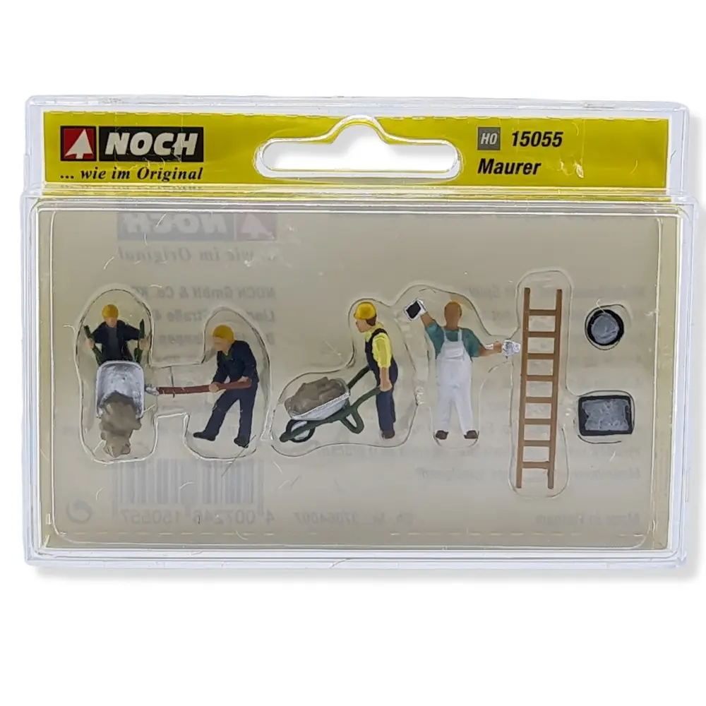 Lot de 4 maçons avec leurs accessoires et une échelle - NOCH 15055 - HO : 1/87 - 2