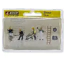 Lot de 4 maçons avec leurs accessoires et une échelle - NOCH 15055 - HO : 1/87 - 2