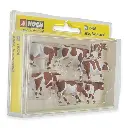 Pack de 7 vaches brunes et blanches NOCH 15726 - HO : 1/87ème - 2